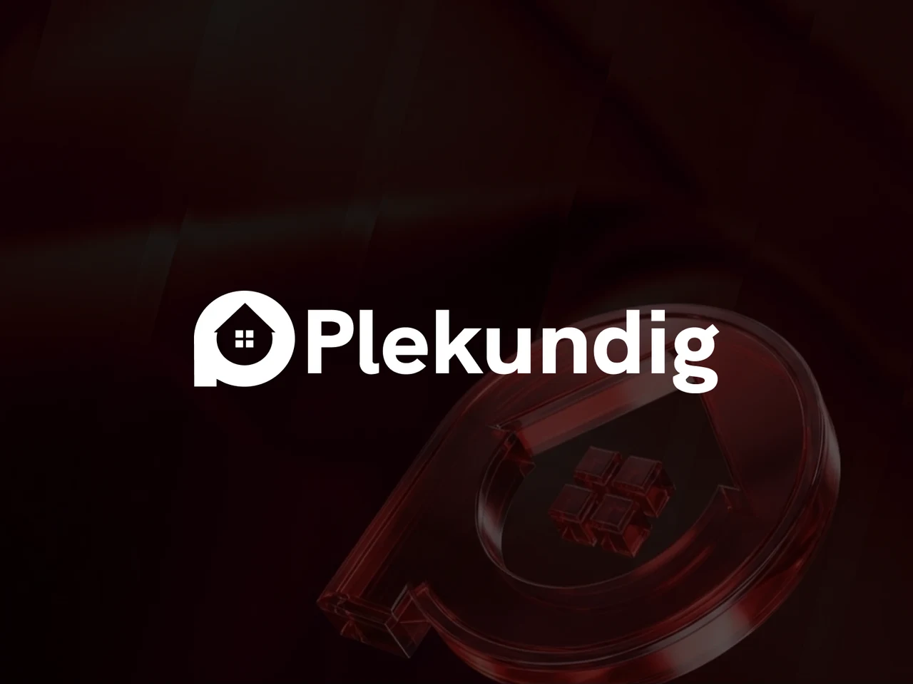 Plekundig logo on a burgundy property illustration